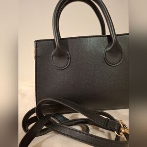 Elegant Small Top Handle Black Hand Bag Purse With Removable Shoulder Strap